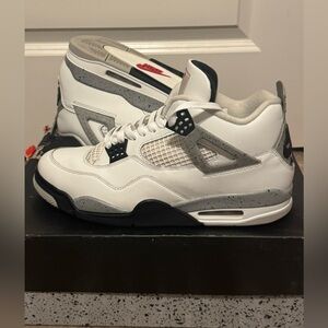 Jordan 4 white cement 2025 sneakers authentic White and Gray Sneakers